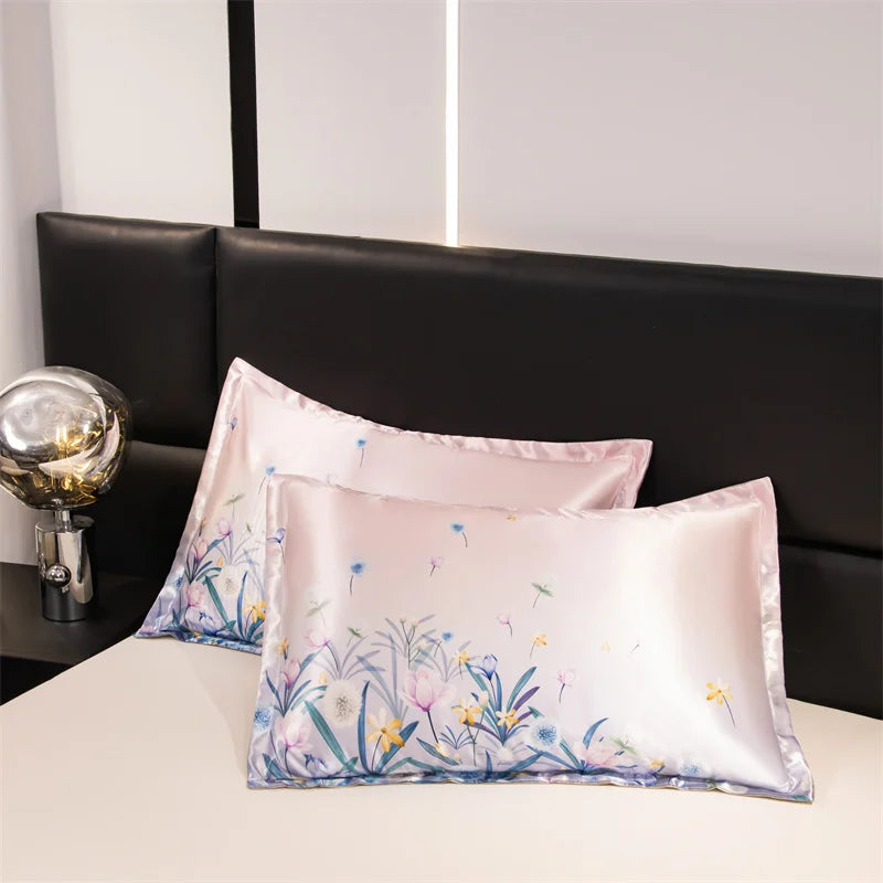 2PCS Satin Pillowcase ,Mulberry Silk Feeling Pillow Cases for Hair and Skin  Satin Cooling Pillow Covers